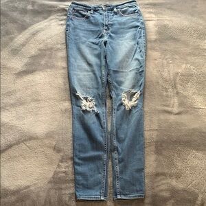 Hollister Blue Skinny Jeans with Distressed Look